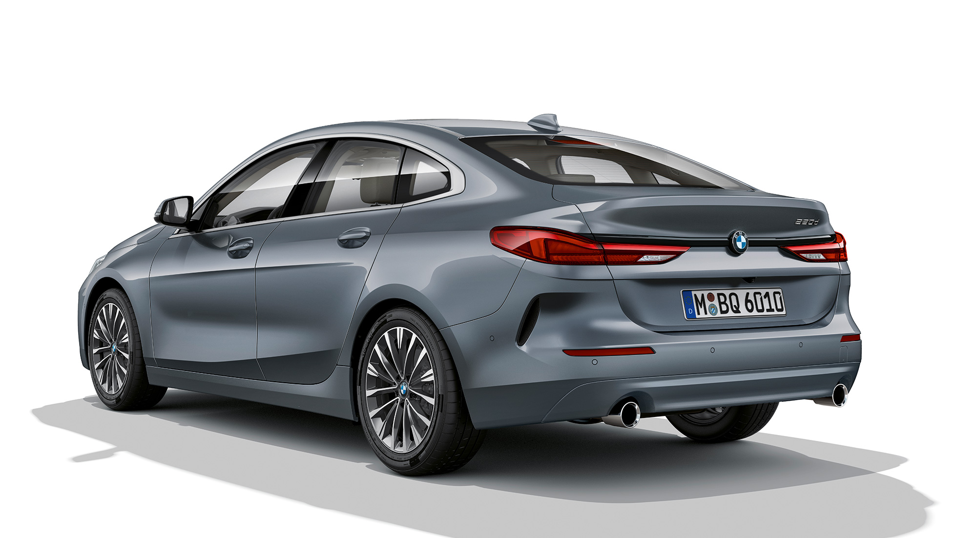 Llantas de aleación ligera de 17 pulgadas nuevo BMW Serie 2 Gran Coupé Acabado Luxury Storm Bay metalizadoF44, vista de tres cuartos del lateral